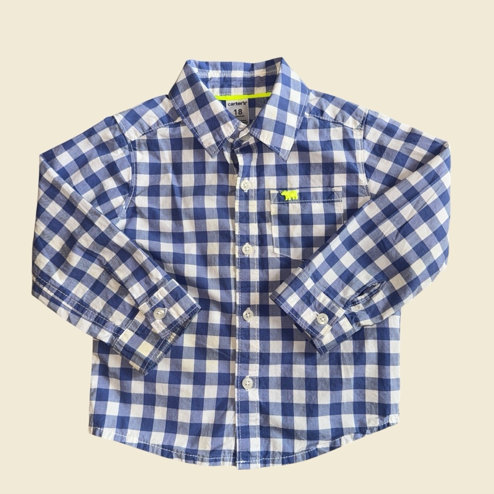 Carter's Kids Blue and White Plaid Shirt